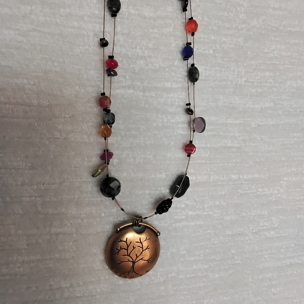 Chico's Wired Balance Tree Pendant Multi-Colored Beads